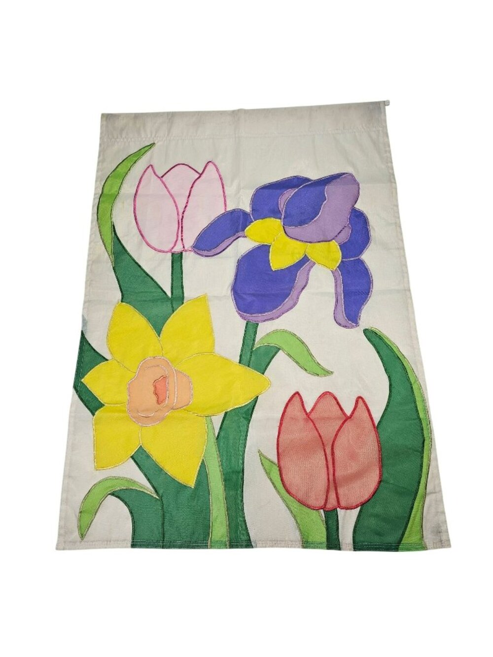 Daffodil Tulip Iris Floral Spring Outdoor Garden Flag Applique 39"x27"